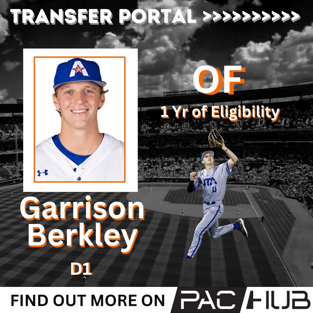 PAC-Hub (@pachub_) on Twitter photo Garrison Berkley, OF, transfer from <a href="/UTAMavsBSB/">UTA Baseball</a>, playing <a href="/d1baseball/">D1Baseball</a>, has entered the PAC-Hub Transfer Portal! ๐ 1 year of eligibility remaining.
๐sign-up.pac-hub.com
GET NOTICED ๐ JOIN TODAY!
<a href="/garrison_berk/">Garrison Berkley</a> #NCAABaseball <a href="/EliteRecruits_/">Elite Recruits</a> <a href="/BUncommitted/">Baseball_Uncommitted</a> <a href="/NextLVLProspect/">Next Level Prospects</a> Garrison Berkley, OF, transfer from <a href="/UTAMavsBSB/">UTA Baseball</a>, playing <a href="/d1baseball/">D1Baseball</a>, has entered the PAC-Hub Transfer Portal! ๐ 1 year of eligibility remaining.
๐sign-up.pac-hub.com
GET NOTICED ๐ JOIN TODAY!
<a href="/garrison_berk/">Garrison Berkley</a> #NCAABaseball <a href="/EliteRecruits_/">Elite Recruits</a> <a href="/BUncommitted/">Baseball_Uncommitted</a> <a href="/NextLVLProspect/">Next Level Prospects</a>