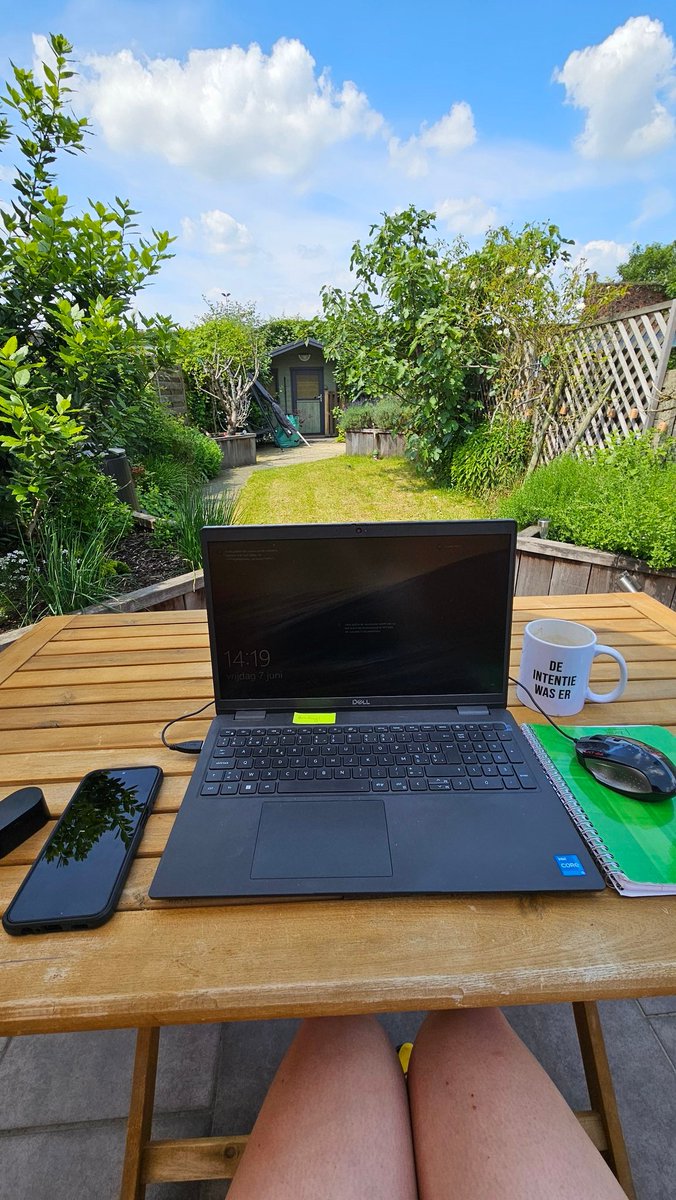 Ja, ik ben dan wel allergisch aan graspollen, maar buiten kunnen zitten tijdens telewerk op één van de eerste mooie dagen sinds weken is belangrijk voor mijn mentale gezondheid okeeee