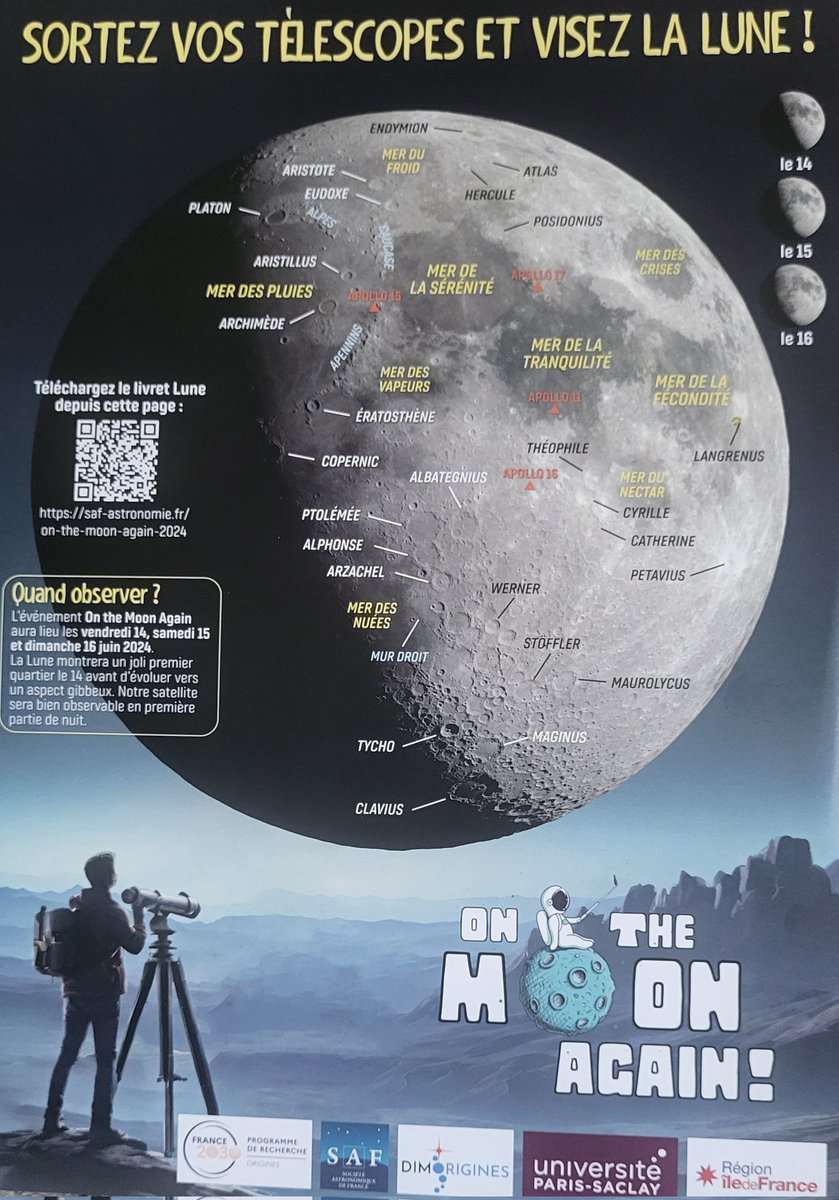 ObservatoireA's tweet photo. Rdv le samedi 15 juin à partir de 20h30 plage des Sablettes à #LaSeyne pour #onthemoonagain24 
Observation de la Lune avec les télescopes du Club Antarès .
Gratuit ‼️ https://t.co/gJb3D9PwHP