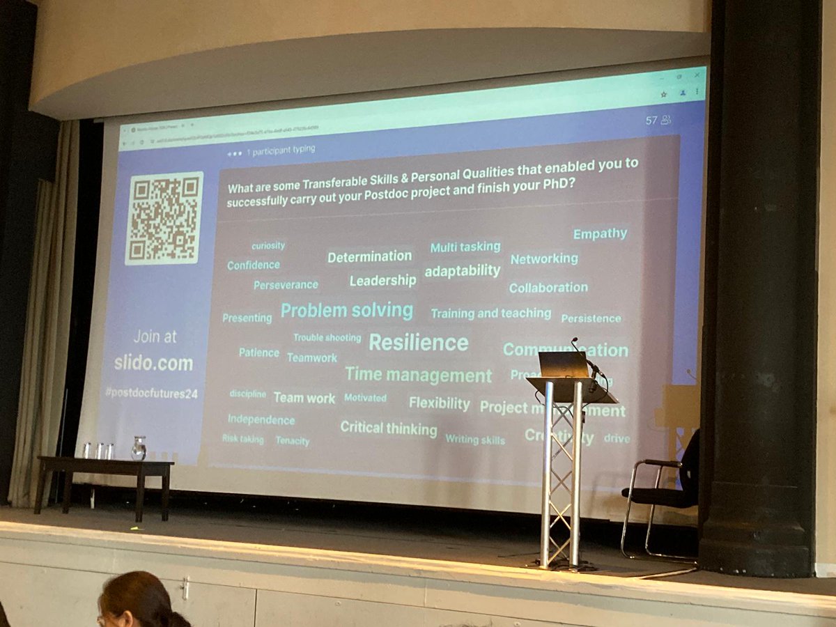 SMRussell14's tweet image. #PostdocFutures24 Chiat Cheong, Qia Consulting collating views on transferable and personal qualities of postdoc and PhD @CRUKresearch