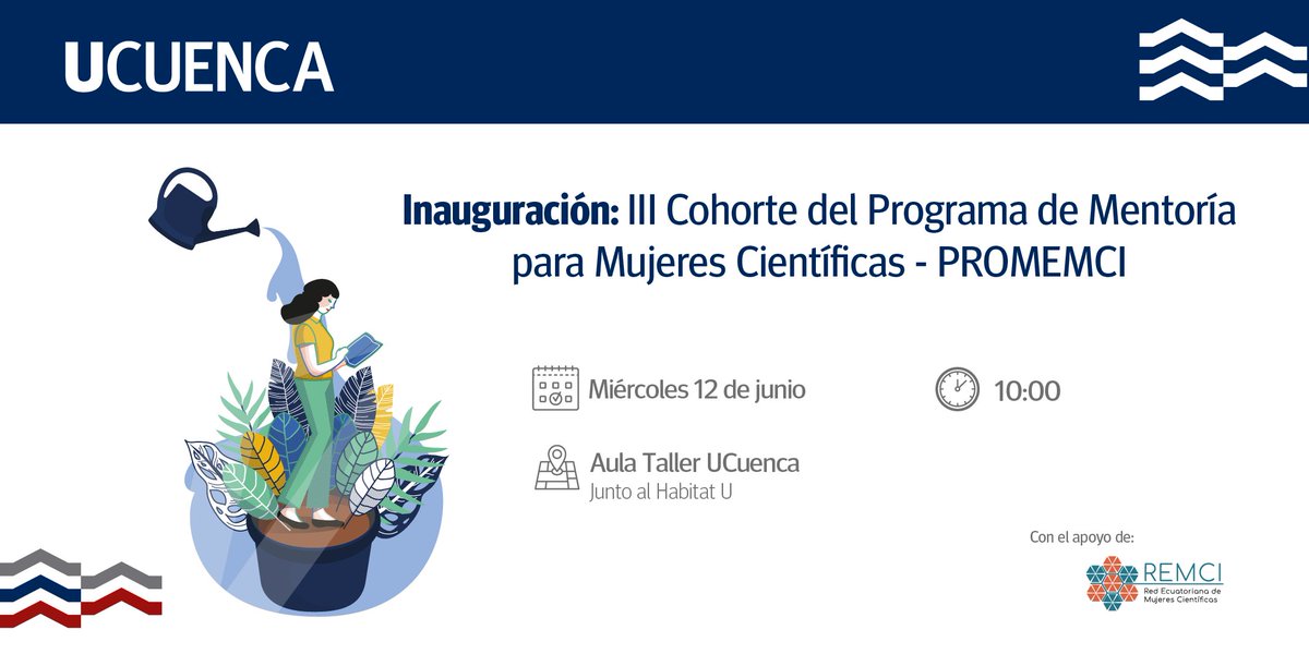 #PROMEMCI | ¡No te pierdas este 12 de junio la inauguración de la 𝐈𝐈𝐈 𝐂𝐨𝐡𝐨𝐫𝐭𝐞 𝐝𝐞𝐥 𝐏𝐫𝐨𝐠𝐫𝐚𝐦𝐚 𝐝𝐞 𝐌𝐞𝐧𝐭𝐨𝐫𝐢́𝐚 𝐩𝐚𝐫𝐚 𝐌𝐮𝐣𝐞𝐫𝐞𝐬 𝐂𝐢𝐞𝐧𝐭𝐢́𝐟𝐢𝐜𝐚𝐬! Recibiremos a 18 mentorandas que se suman a esta iniciativa en la
<a href="/udecuenca/">UCuenca</a> <a href="/CientificasEC/">👩🏽‍🎓CientíficasEcuador🇪🇨</a>