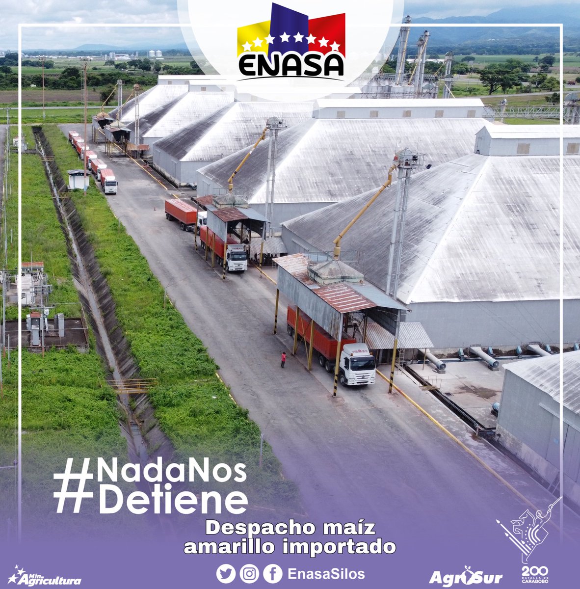 EnasaSilos's tweet photo. ¡NADA NOS DETIENE! Trabajo y más trabajo en nuestra Planta de Silos La Flecha. El equipo está activo realizando el despacho de maíz amarillo importado. 

#Maiz #Silos #Produccion #venezuelavence https://t.co/RxuKfGQjzT