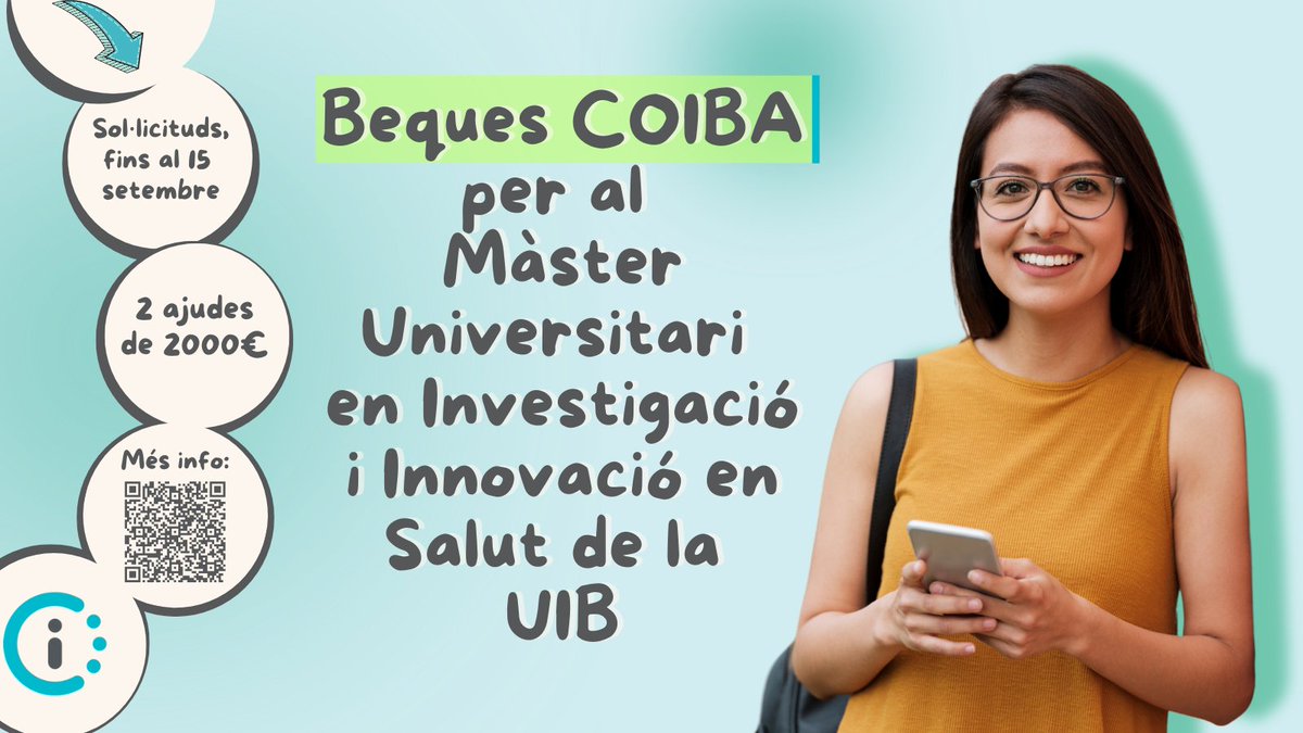 COIBA (@coiba1) on Twitter photo 🌍👩💼Coneixes el #Màster Universitari en Investigació i Innovació en Salut de la <a href="/UIBuniversitat/">Universitat de les Illes Balears - UIB</a>?
El COIBA llança una nova convocatòria de beques per finançar la matrícula a dues col·legiades/ts
Sol·licituds: fins al 15 de setembre
Més info👉 bit.ly/3XiMA6J 🌍👩💼Coneixes el #Màster Universitari en Investigació i Innovació en Salut de la <a href="/UIBuniversitat/">Universitat de les Illes Balears - UIB</a>?
El COIBA llança una nova convocatòria de beques per finançar la matrícula a dues col·legiades/ts
Sol·licituds: fins al 15 de setembre
Més info👉 bit.ly/3XiMA6J