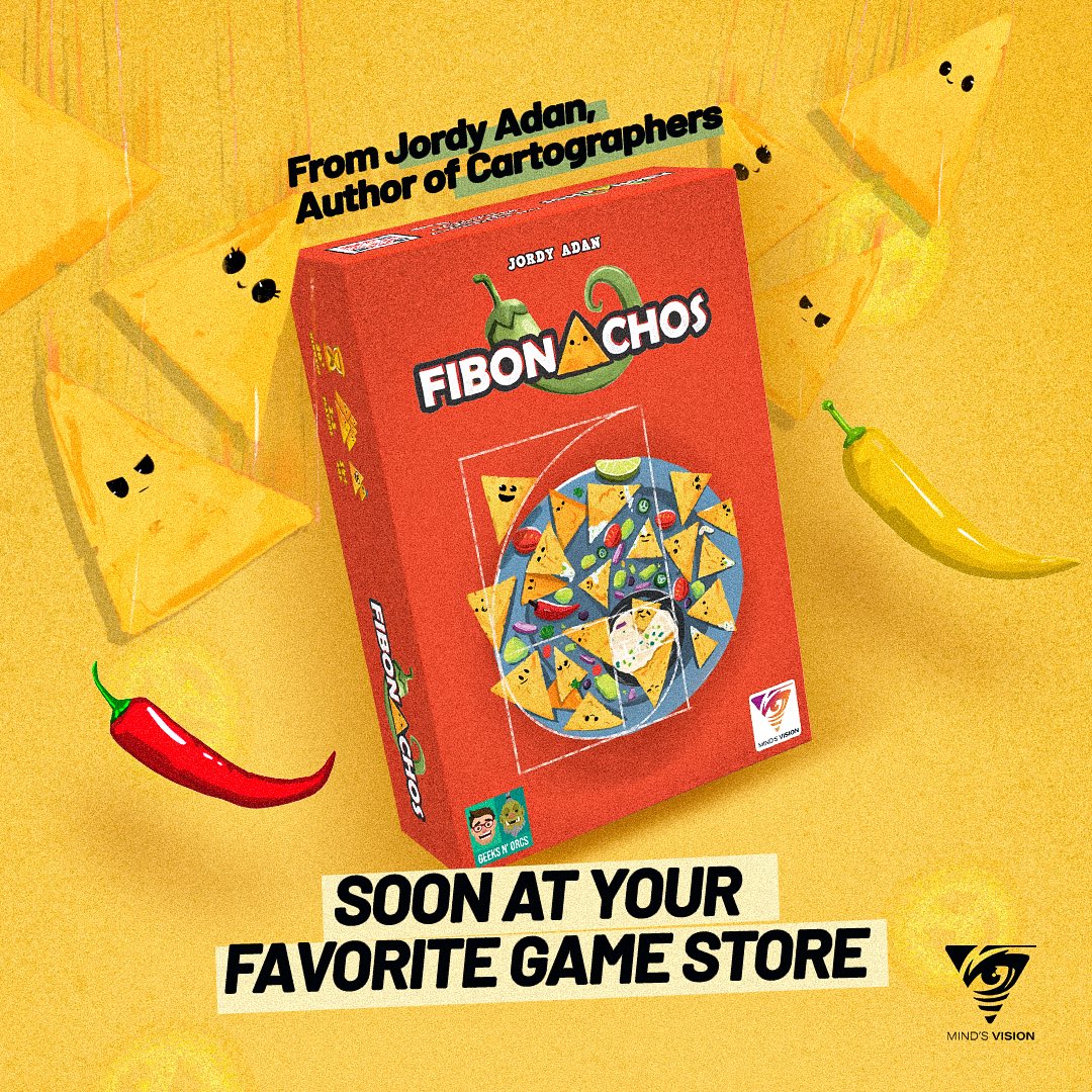 mindsvision's tweet photo. Combine the flavors of Mexican cuisine with the thrill of math and engaging trick-taking gameplay. Created by Jordy Adan, author of Cartographers, Fibonachos is perfect for anyone who appreciates smart challenges and fun moments at the table. PREORDER NOW https://t.co/upRaoWRXvN https://t.co/kC8AEszQov