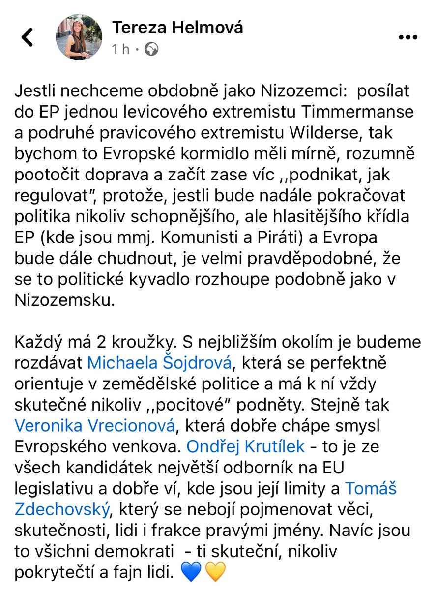 <a href="/msojdrova/">Michaela Šojdrová I Evropanka z Kroměříže</a> <a href="/vrecionova/">Veronika Vrecionová</a> <a href="/ondrejkrutilek/">Ondřej Krutílek</a> <a href="/TomasZdechovsky/">Tomáš Zdechovský</a> 💙💛