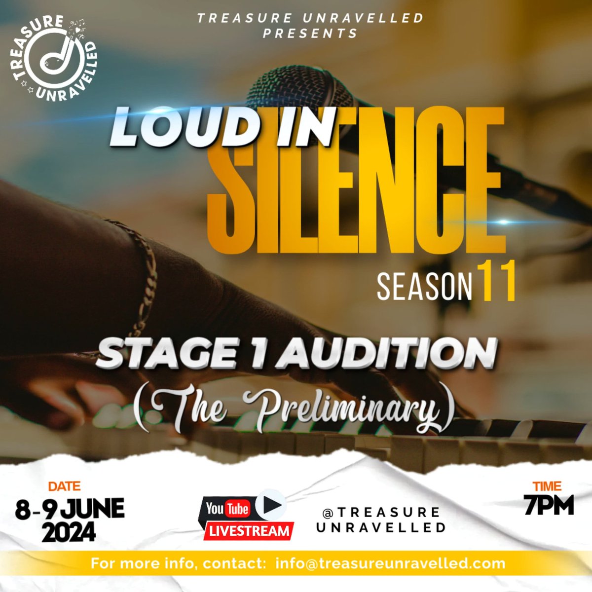 Marvdna1's tweet photo. Hey God's people, join us live on YouTube tomorrow Satuday 8th/ Sunday 9th at 7pm,  as we will be announcing our shortlisted contestants for this year's gospel music competition. 

#musiccompetition #talentshow #gospel #artist
#LoudInsilence11 #loundinsilence #Treasureunravell https://t.co/SBVOvipAGF