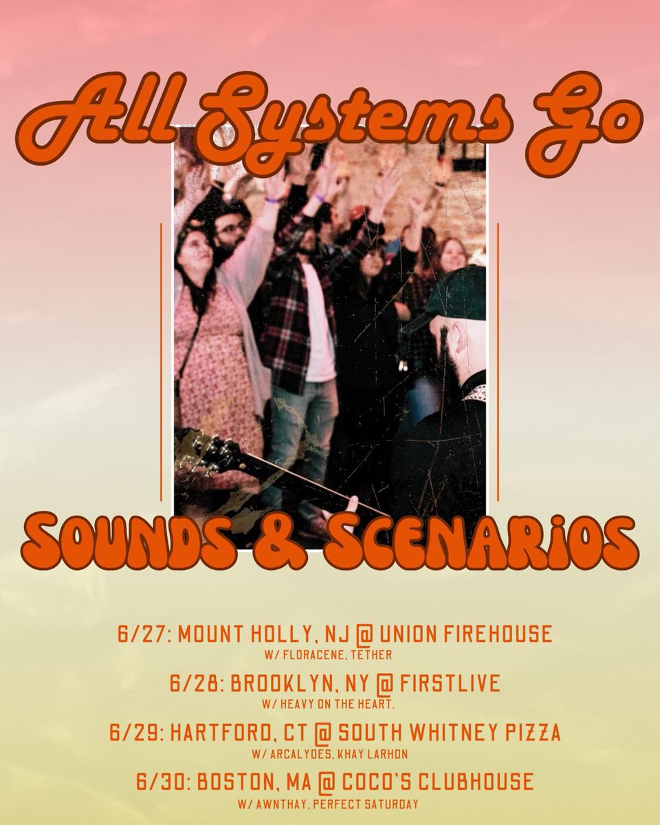Just about 3 weeks until we hit the road with <a href="/soundsscenarios/">Sounds & Scenarios</a> to take on the Northeast! We’ll be playing a new song in the set and for some of the shows a cover that isn’t Kryptonite lol. Tickets for select shows are on sale now via the link below! 🎶
🎟️: linktr.ee/allsystemsgonj