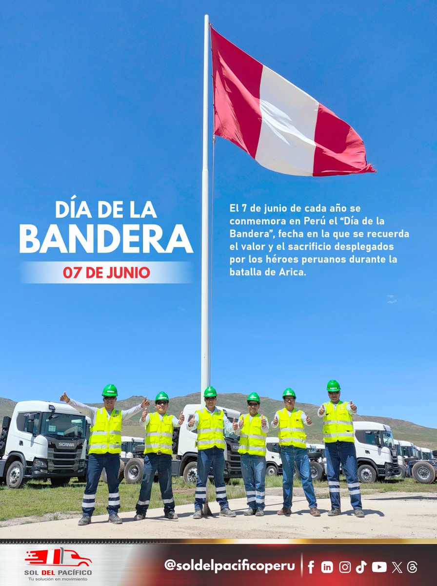 SDP_Peru's tweet photo. 🇵🇪 Día de la Bandera en SDP 🇵🇪
El 7 de junio de cada año se conmemora en Perú el “Día de la Bandera”, fecha en la que se recuerda el valor y el sacrificio desplegados por los héroes peruanos durante la batalla de Arica.
#SDP #SolDelPacífico #familiaSDP #DíadelaBandera https://t.co/dvyK2ZNxNJ