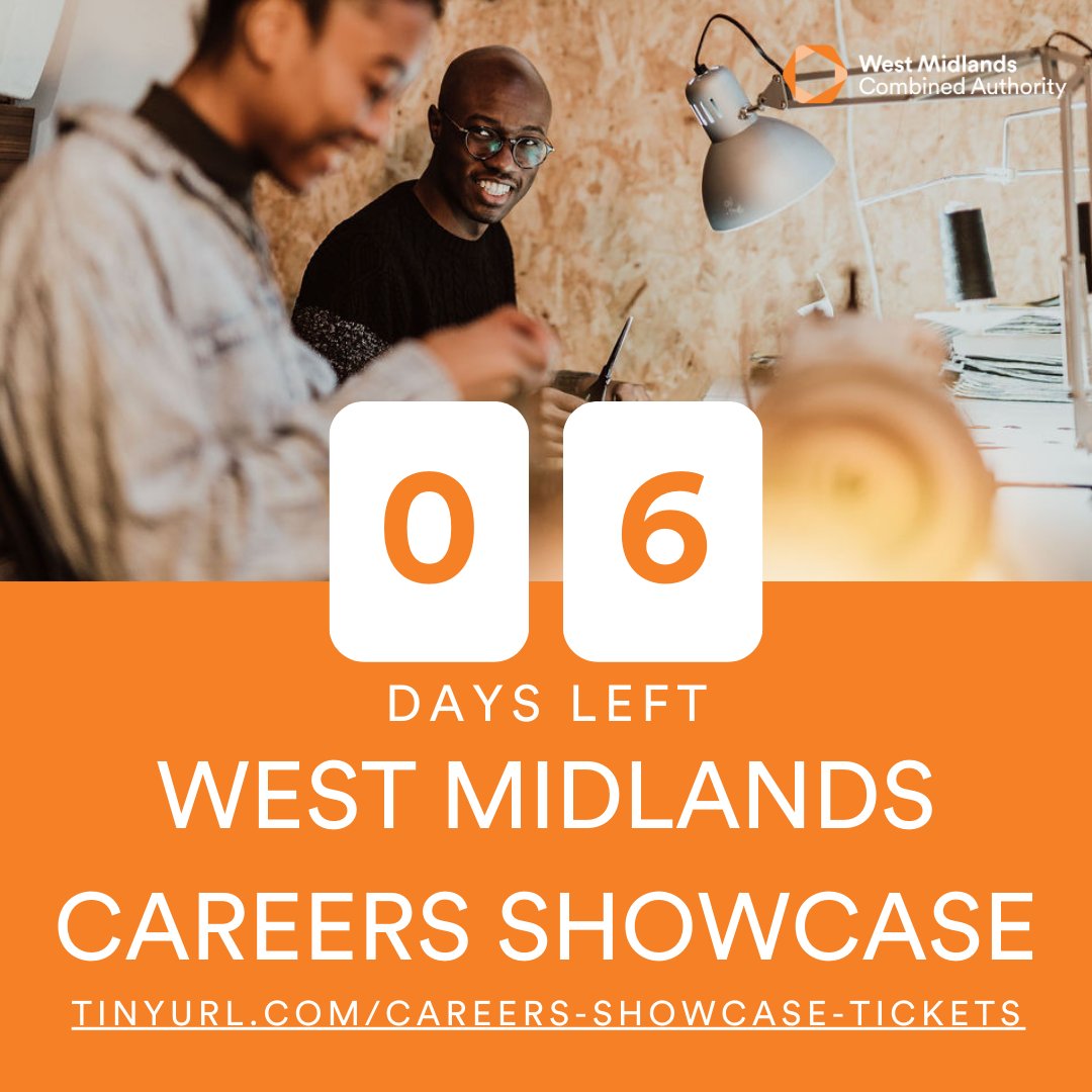 Only 6 days left until the West Midlands Careers Showcase!🚨

Don't miss out on this amazing opportunity - get your tickets now!🎟️

🔗 tinyurl.com/Careers-Showca…

#CreativeCareersWMCA