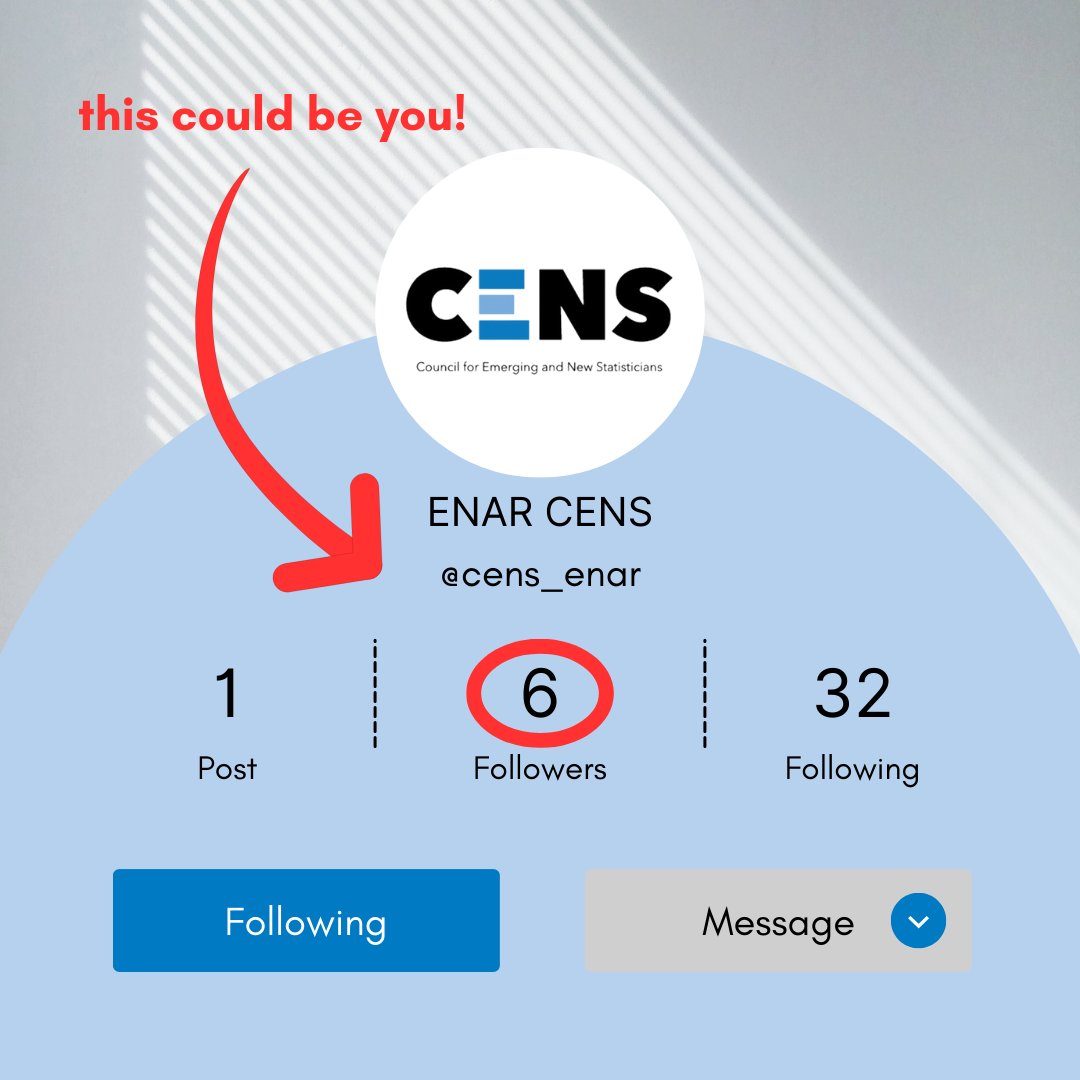 CENS just started an Instagram account! 🎉🎉🎉
Give us a follow (<a href="/cens_enar/">CENS ENAR</a>) for more exciting content, opportunities, and resources geared towards new and emerging statisticians. 📈📈📈