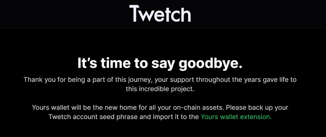 _TOBTC's tweet photo. #Twetch, a #Web3 social media platform on the #Bitcoin SV #blockchain, abruptly shut down, leaving users unable to cash out #NFTs. 

Amid speculation, Twetch hinted at open-sourcing its code to preserve its concept, potentially allowing others to continue its legacy.
#Bitcoin #BTC #Crypto #LQR #LaqiraProtocol