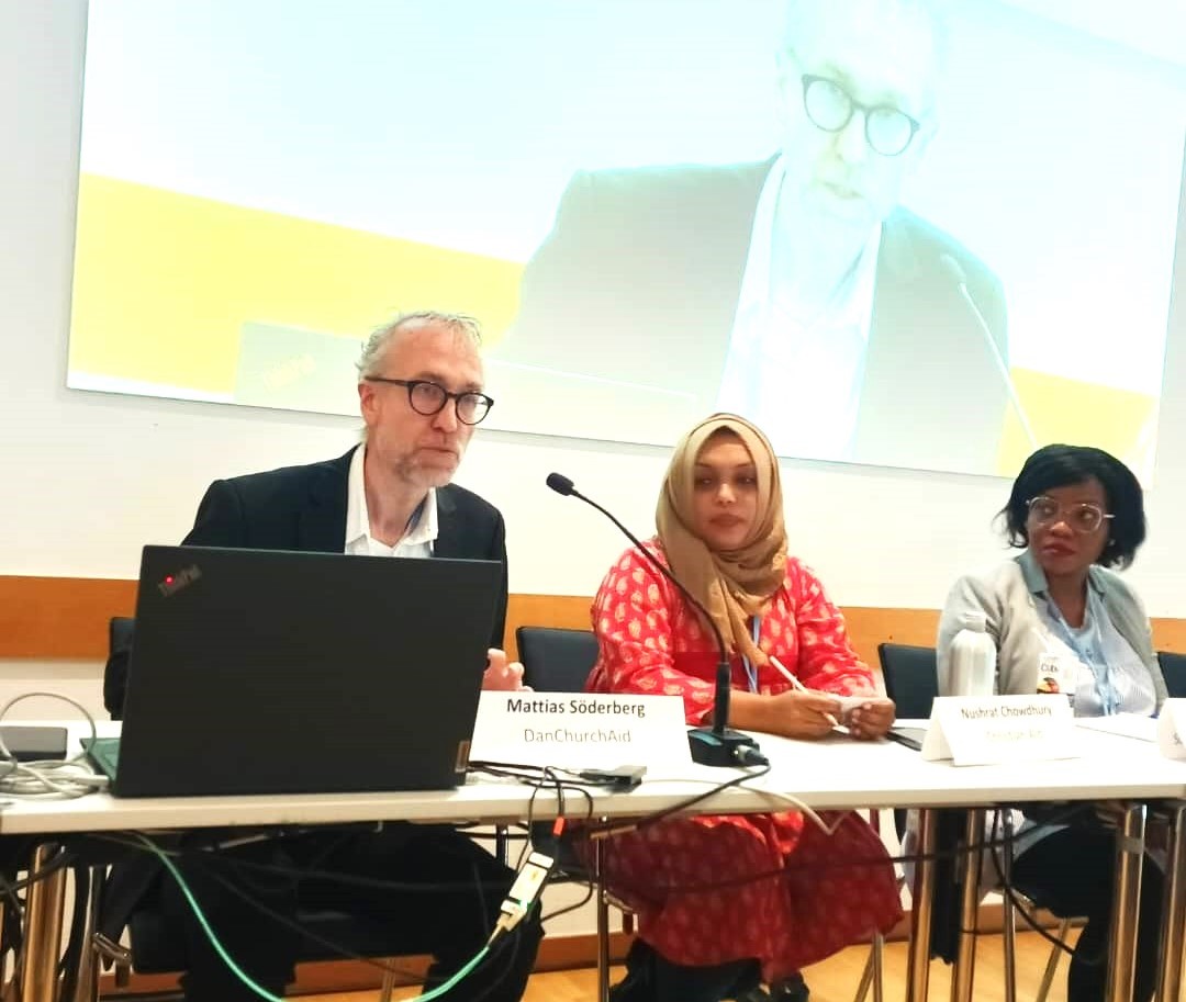 <a href="/ACTAlliance/">ACT Alliance</a> members <a href="/DanChurchAid/">DanChurchAid</a>, <a href="/christian_aid/">Christian Aid</a> side event at SB60 in Bonn with CSOs &amp; govt representatives from Uganda &amp; Scotland.<a href="/Mattias_S/">Mattias Söderberg</a> emphasized the importance of making loss &amp; damage funds accessible to vulnerable communities that bear the most climate change impacts.