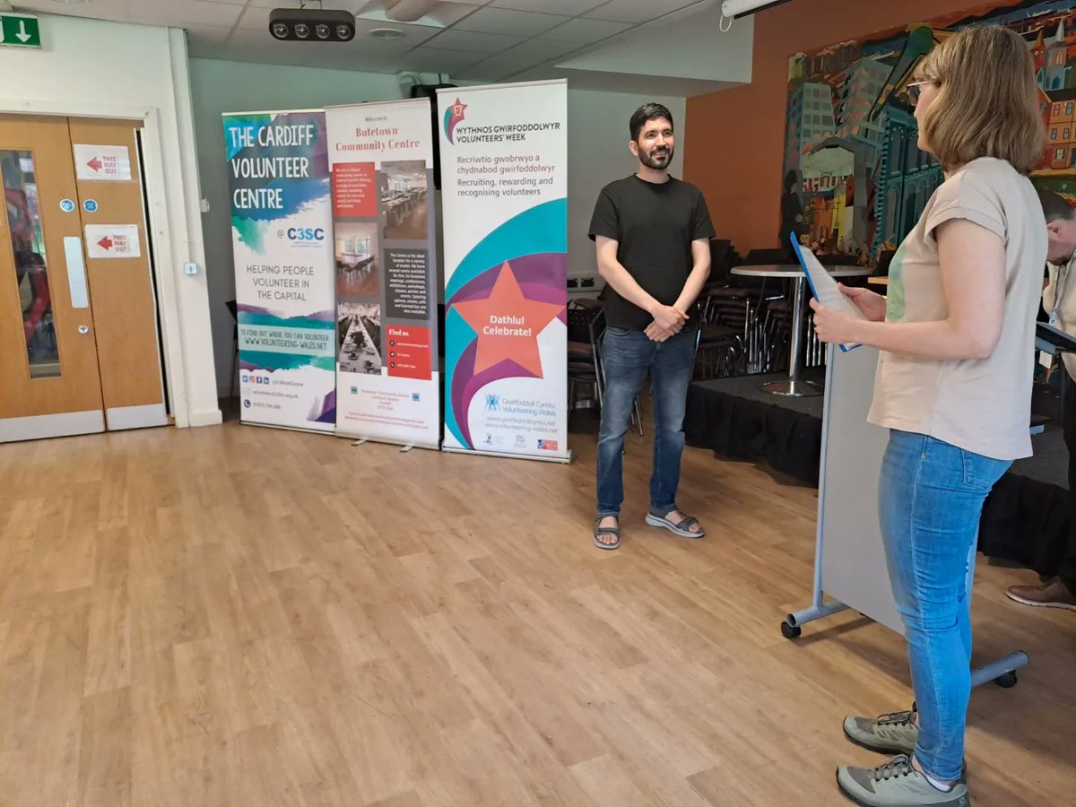 cdfvolcentre's tweet photo. We couldn't end the working week without a celebratory event with our #volunteers! 🌟 Thank you to @ButetownCentre for organising jointly with us to also recognise their volunteers and everything they do. Lovely atmosphere for #VolunteersWeek - thank you everyone who came 👏 https://t.co/Vi9C9n1KCL
