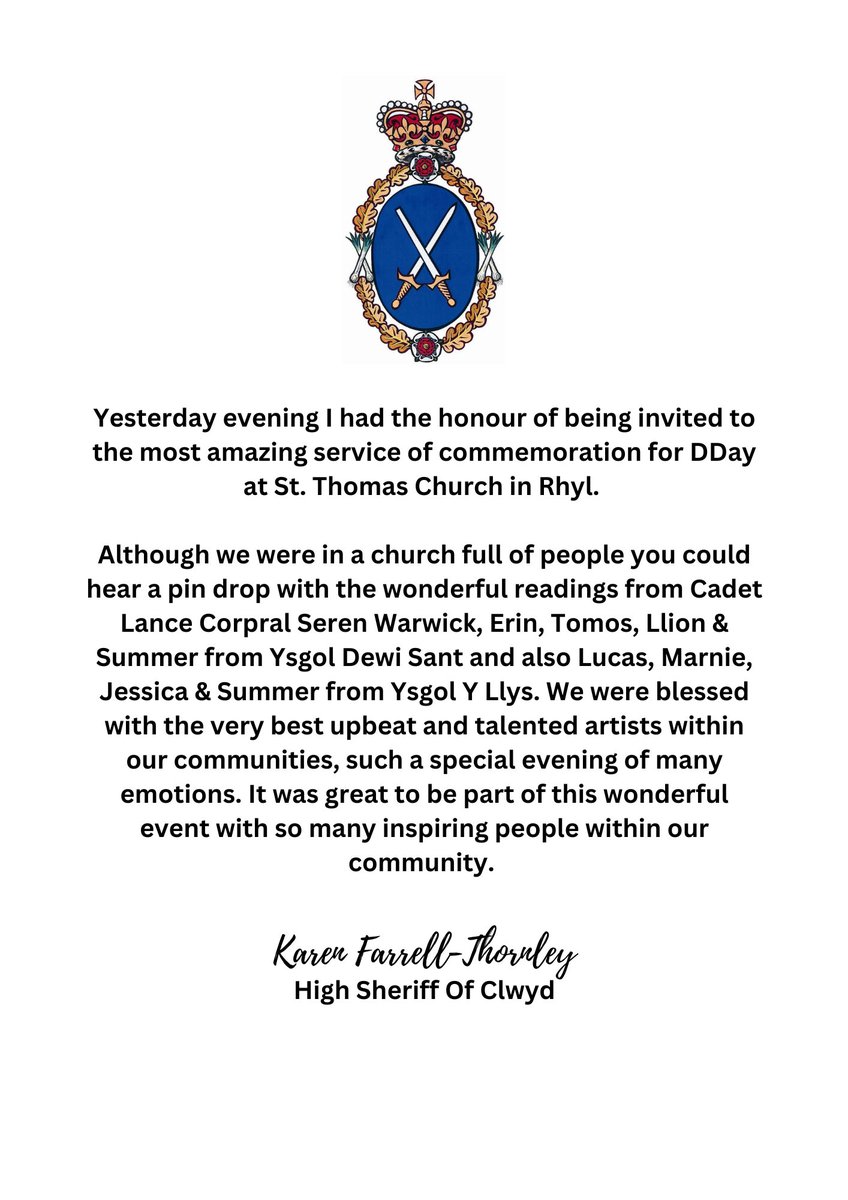 High Sheriff of Clwyd tweet media