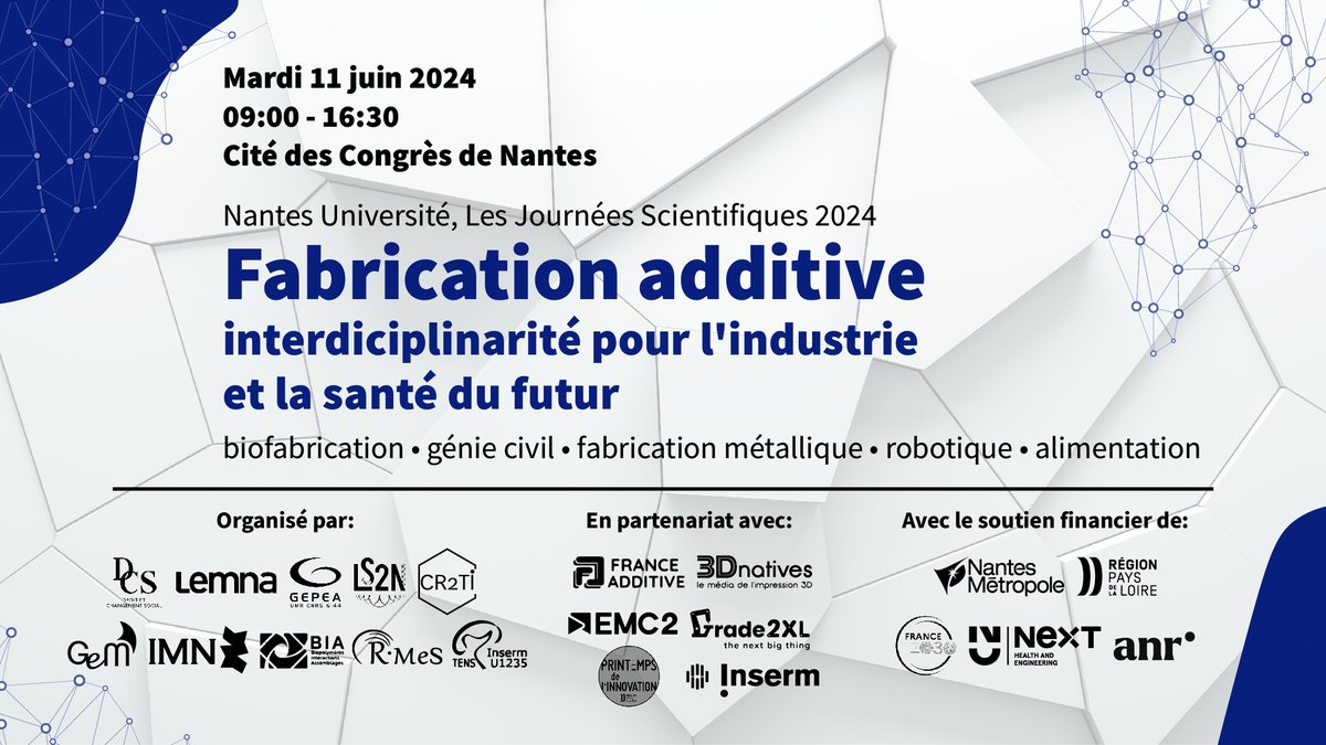 DcsLabo's tweet photo. 🎯 11/06 Journée MAD4AM - Fabrication additive et #interdisciplinarité pour l’ #industrie et la #santé du futur
https://t.co/AacnYQ2uJt
@DcsLabo partenaire comme #Lemna @LaboGEPEA #LS2N @CR2TI_Nantes …
@3Dnatives @Inserm
#France2030
➡️https://t.co/7hvujwZcgq https://t.co/NAAsvEz28g