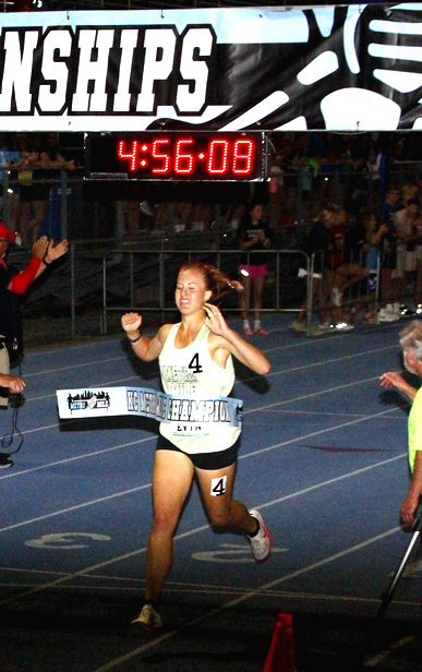 KCMetroMile's tweet photo. Let's hear it for the girls!  What an awesome night, Evyn Humphrey sets a new meet record for the HS Girls in 4:55.97 and 6 girls come through 1600 meters under 5 minutes! @EvynHumphrey @MoMileSplit @kansasrunning @owlxc @BVSWdistance @PCHSTrack_Field @Kate_mil4 @HannaKeltner https://t.co/QSddPwV3v6