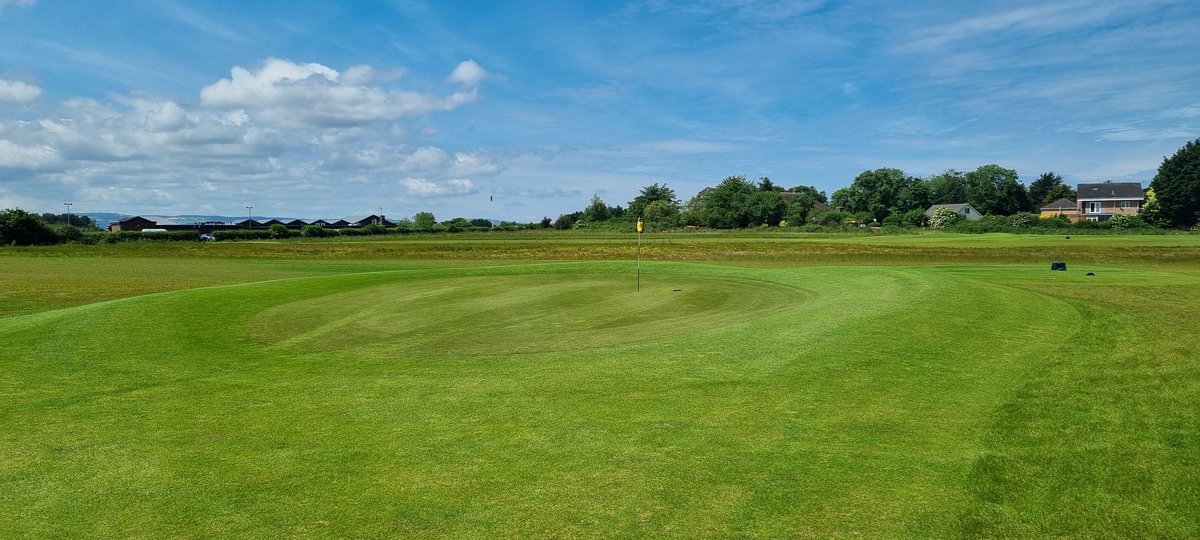 CaldygcGreens's tweet photo. Par 3 looking well in the sun, hard to believe it was a field less than 3 years ago. Blue tee renovation completed apart from seed and dressing. Everything has been strimmed, lots more #ORQ prep to do next week. Have a great weekend all, and dig them woollies out again, 13° highs https://t.co/CF5dmZCxJ5