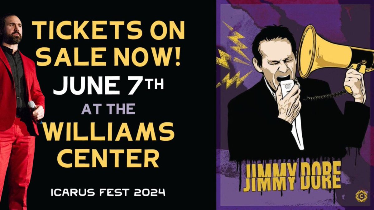 Comedy show tonight at <a href="/ThaddeusRussell/">Thaddeus Russell</a>'s Icarus Festival at the Williams Center in Rutherford, NJ.   

Starring <a href="/jimmy_dore/">Jimmy Dore</a>!  

With <a href="/MaxBlumenthal/">Max Blumenthal</a> and me!     

Produced by <a href="/HatemNYC/">Hatem Gabr</a>

Tix: viewcy.com/e/jimmy_dore_a…
