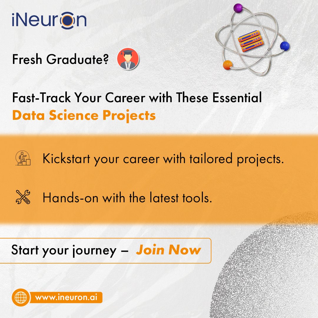 ineuron_ai's tweet image. Accelerate Your Career: Essential Data Science Projects for Fresh Graduates with Industry Expert Mentorship and Cutting-Edge Tools. Begin Your Journey Today!

For more details visit our website: ineuron.ai

#DataScienceProjects #CareerAcceleration #ineuron