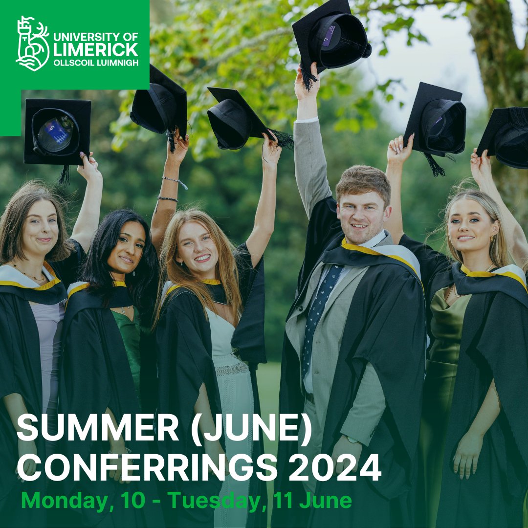 Looking forward to welcoming back approx. 1200 students for our Summer (June) Conferrings next week! ☀️🎓

The Ceremonies team are looking forward to celebrating with you all 🙌

#ulgraduation #studyatul