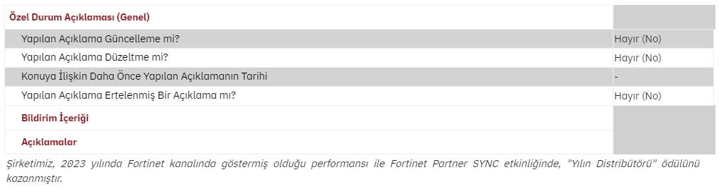 #INGRM "Fortinet" Tarafından Verilen Ödül Hakkında KAP BİLDİRİMİ #BORSA #PARA #BIST #TEMETTÜ #YATIRIM #HALKAARZ #FINANS