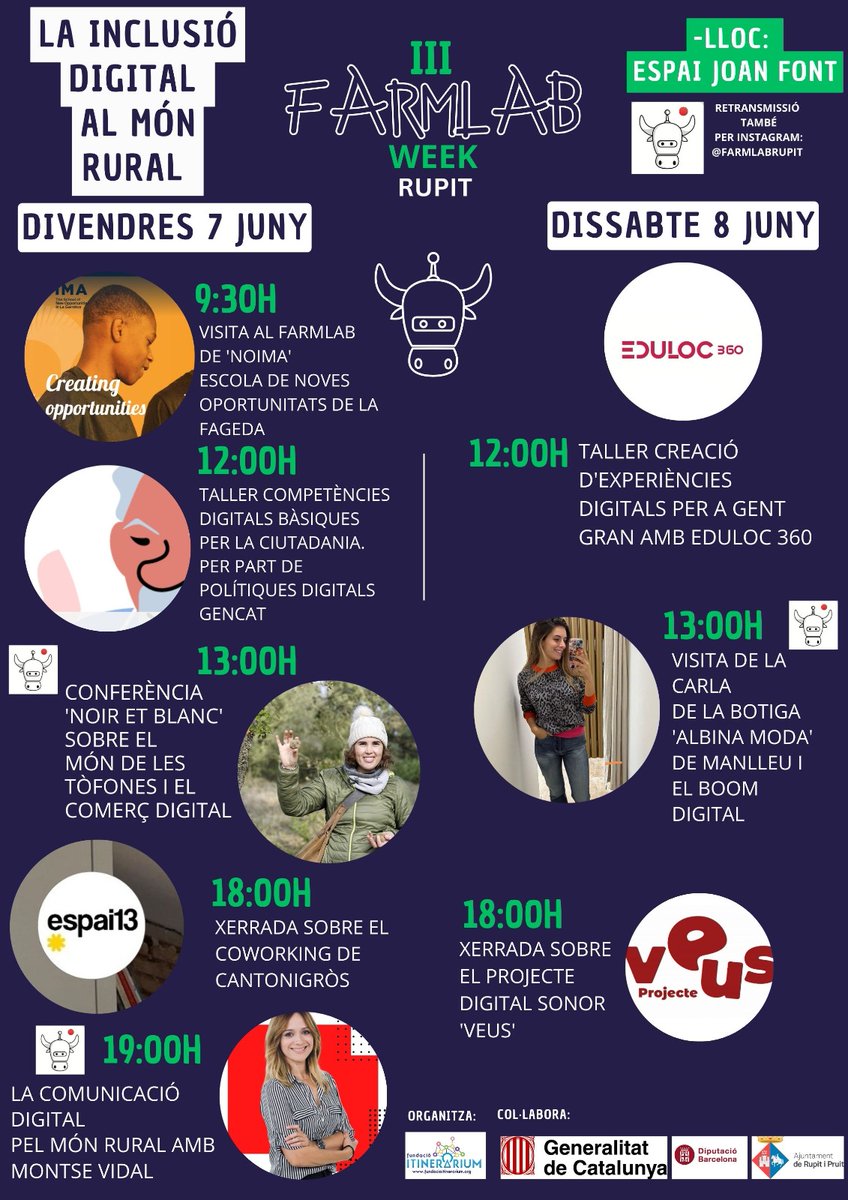 tic's tweet photo. 📱🌱Avui som a la #FarmLabWeekRupit, que durant 2 dies omple l’#EspaiJoanFont d'activitats per reivindicar la #inclusiódigital al món rural
📸 Hi divulguem el programa #MésDigitals del @govern amb un taller sobre #eConsum, #Ciberseguretat, #eSalut i #CulturaDigital per a tothom! https://t.co/r1VhbW86mi