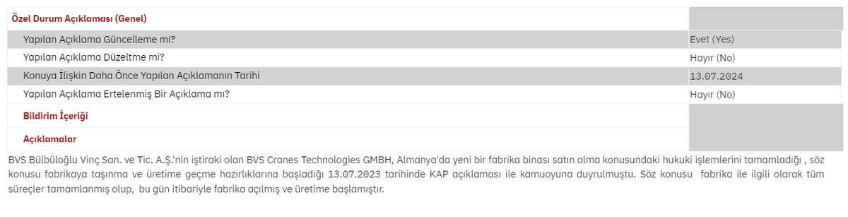 #BVSAN İştirakimizin Maddi Duran Varlık Alımı Hakkında KAP BİLDİRİMİ #BORSA #PARA #BIST #TEMETTÜ #YATIRIM #HALKAARZ #FINANS