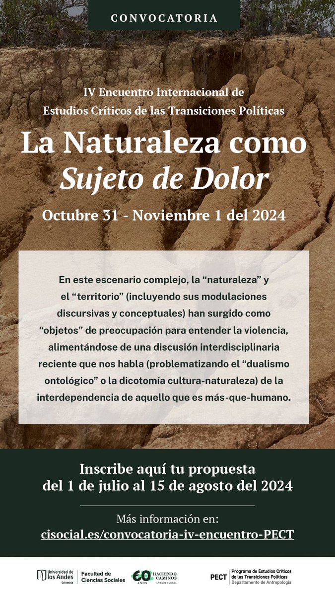 El grupo de investigación Estudios Críticos de las Transiciones Políticas, dirigido por <a href="/AleCastillejoC/">Alejandro Castillejo Cuéllar</a>, les invita a postular su propuesta para su IV encuentro internacional.