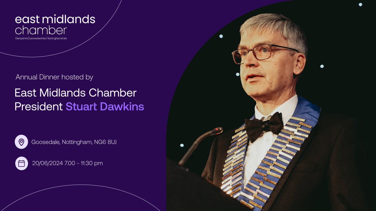 EMChamberNews's tweet image. Celebrate business excellence at the Annual Dinner 2024, hosted by our President, Stuart Dawkins. We are honoured to have De Montfort University unveiling the coveted East Midlands Top 500 Companies Index this year.

🎉 Last chance to book &amp;gt;&amp;gt;&amp;gt; bit.ly/4e0M82A