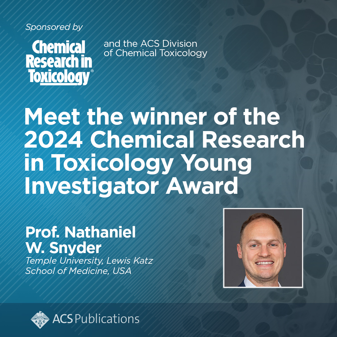 Chem. Res. Toxicol. (@chemrestox) on Twitter photo Meet Nathaniel W. Snyder <a href="/mzspectrum/">Nathaniel Snyder</a> Winner of the 2024 Chemical Research in Toxicology Young Investigator Award! Read our interview here 🔗 go.acs.org/9HM Meet Nathaniel W. Snyder <a href="/mzspectrum/">Nathaniel Snyder</a> Winner of the 2024 Chemical Research in Toxicology Young Investigator Award! Read our interview here 🔗 go.acs.org/9HM