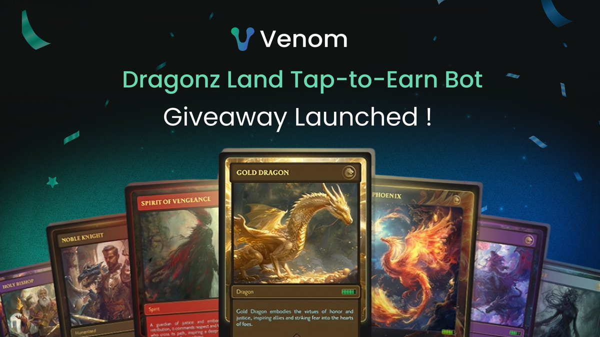 Venom_network_'s tweet image. 🎉 Venom x Dragonz Land Giveaway! 🎉

Great news, everybody! @dragonzlandx , a card game based on Venom and set in a world filled with mythical beasts and magic is launching a tap-to-earn engagement bot along with a $VENOM giveaway.

Dragonz Land bot:
You can use the…