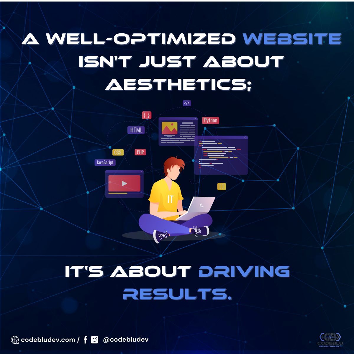 CodeBluDev's tweet image. 💡 A well-optimized website isn't just about aesthetics; it's about driving results. At CodeBlu, we understand that a successful website goes beyond looks—it's about delivering measurable outcomes that impact your bottom line. #WebsiteOptimization #ResultsDriven #CodeBlu 🌟💼