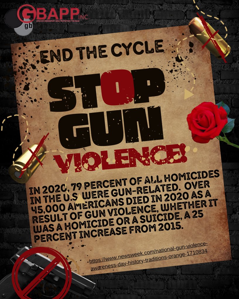GBAPPINC's tweet photo. Gun violence is a daily scourge that threatens our most fundamental right: the right to life. More than 600 people die every day as a result of firearms violence, which is driven in part by easy access to firearms – whether legal or illegal.
https://t.co/exsVFOqNHr https://t.co/4uJb0Of7LN