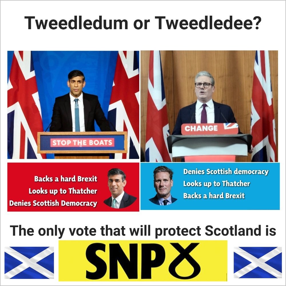 BothyCat53's tweet photo. Neither Tory nor Labour have Scotland's interests at heart. Their policies are so similar there is no real choice between them. They both lie.
#Democracy 
#ScottishIndependenceASAP https://t.co/otOem06GY0