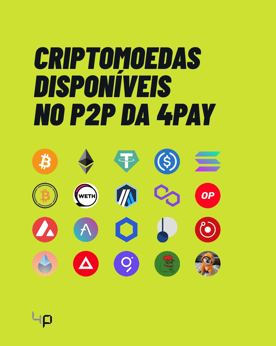 4payFinance's tweet photo. Todas essas criptomoedas estão disponíveis em nossa plataforma automatizada de #p2p 
Você compra, nosso sistema envia da blockchain direto para a sua carteira.
Seguro, fácil e com total privac**** 🤫
https://t.co/qfeCg1Oo5B https://t.co/v5Mpn6B2Xr
