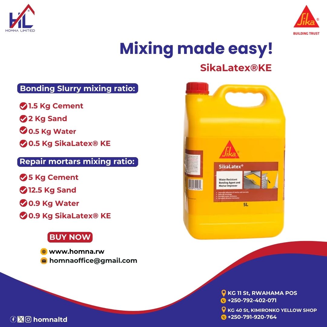 Homnaltd's tweet photo. 🏗 Let's Mix it Up with SikaLatex®️ KE for Stronger, Smoother Surfaces! 💪.

Follow these mixing ratios for best results.

For questions regarding this product, feel free to reach out to us 

#Buildingtrust
#SikaLatex 
#mixingratios https://t.co/xE3iVrNg4E