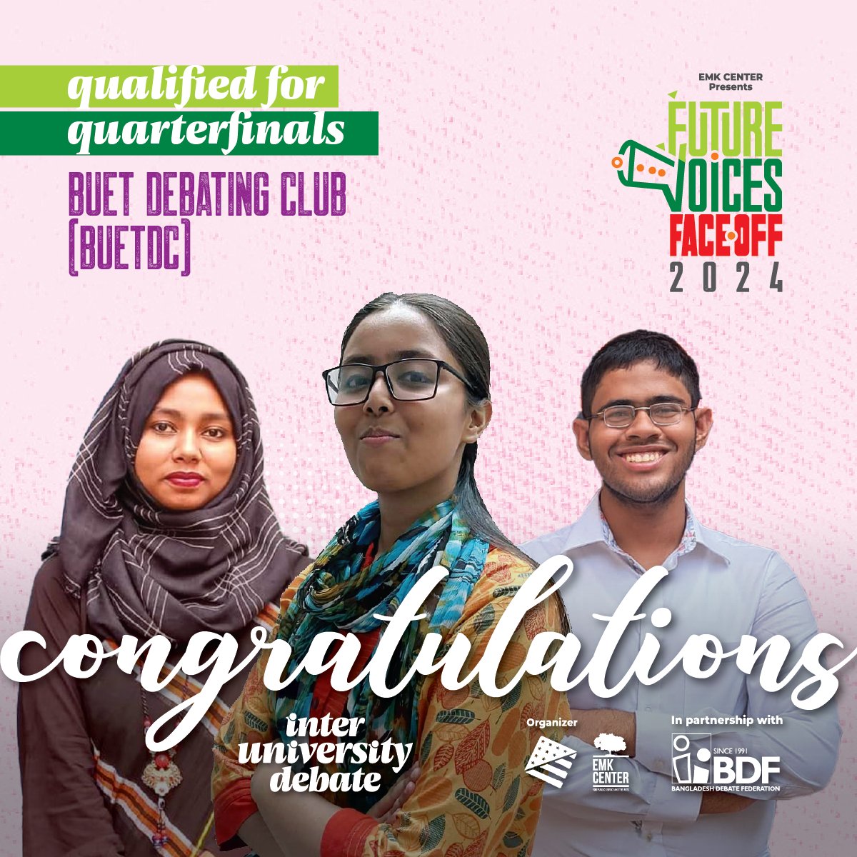 EMKCenter's tweet photo. The preliminary debates of the last 16 teams in 'Future Voices Face-Off 2024' has ended. 
Congratulations to the 4 winning teams advancing to the quarterfinals.  
#FutureVoicesFaceOff #InterUniversityDebate #EMKCenter #BDF #GenerationRestoration #amspaces #AmericanSpaces https://t.co/jxpZnE6U9j
