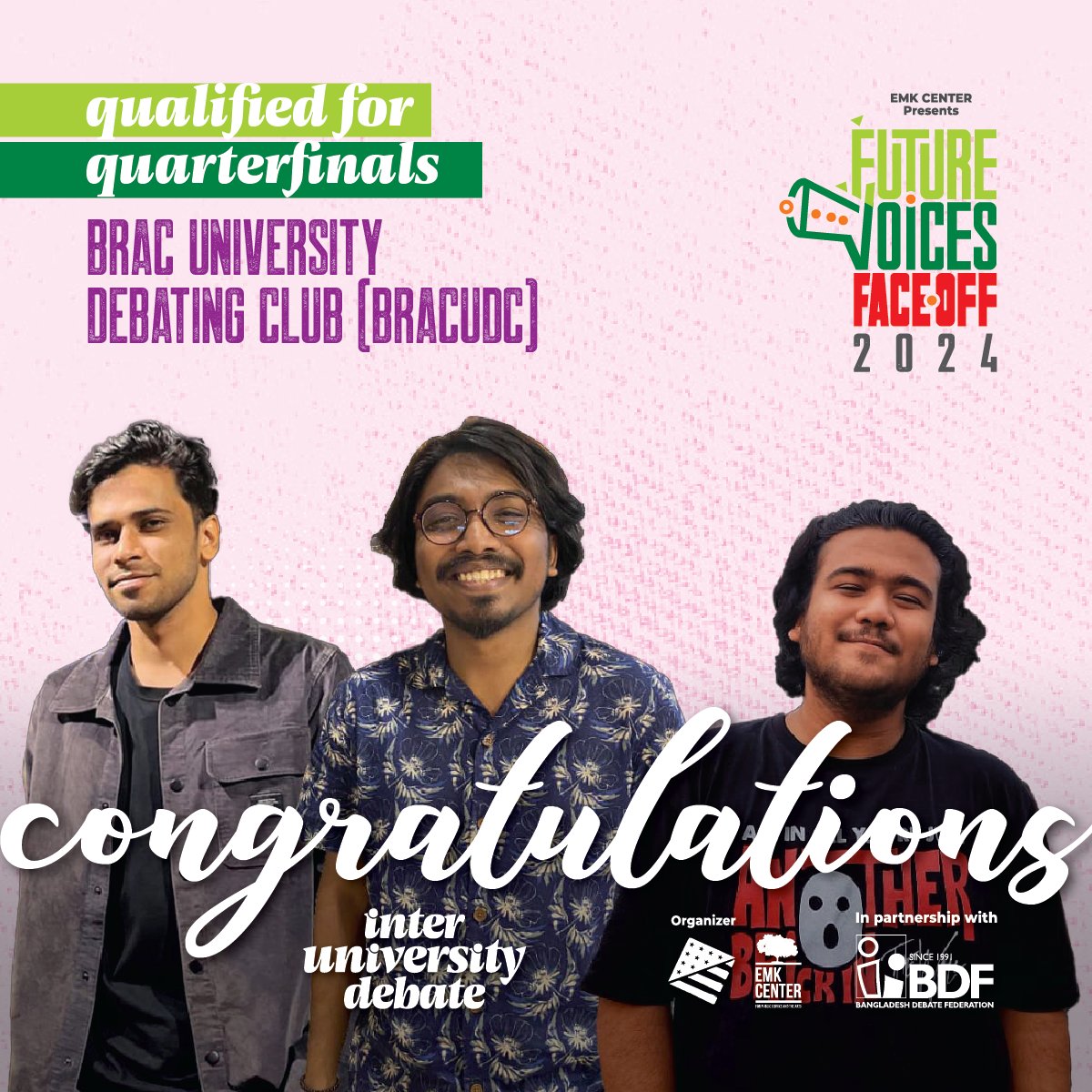 EMKCenter's tweet photo. The preliminary debates of the last 16 teams in 'Future Voices Face-Off 2024' has ended. 
Congratulations to the 4 winning teams advancing to the quarterfinals.  
#FutureVoicesFaceOff #InterUniversityDebate #EMKCenter #BDF #GenerationRestoration #amspaces #AmericanSpaces https://t.co/jxpZnE6U9j