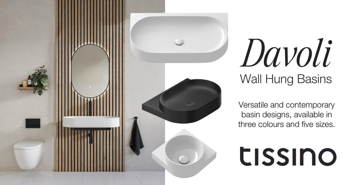 theplumbersm8's tweet photo. Discover the Davoli Wall Hung Basin Collection from Tissino. These versatile and contemporary designs come in three elegant colours and five sizes. Perfect for any bathroom, combining sleek aesthetics with exceptional functionality. Visit us in-store for more details! https://t.co/Yn9Yn6jm8v