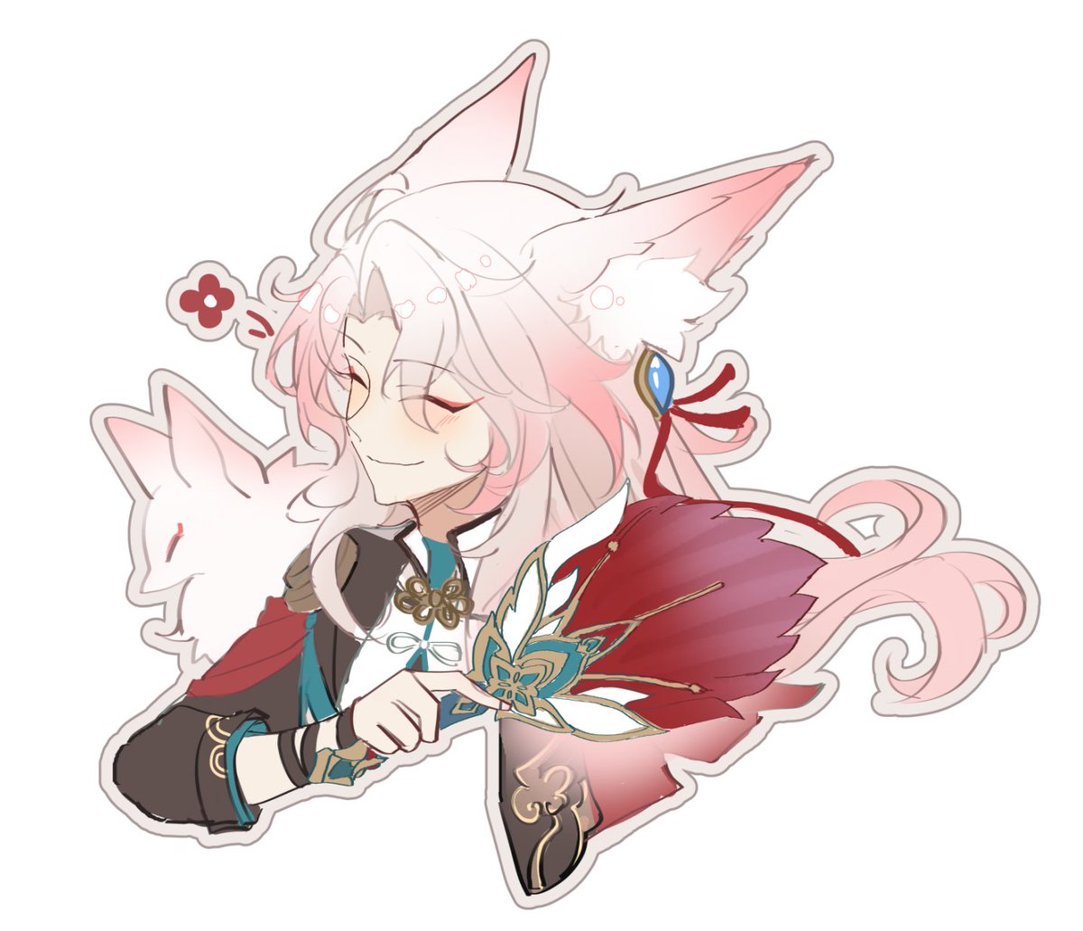 #椒丘
I really like the pink haired male fox. I drew it🥰