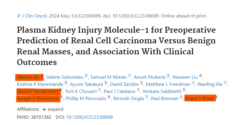 DrChoueiri's tweet photo. #KIM1 seems to be quite a promising #kidneycancer biomarker from screening, recurrence, and selecting therapy. Our team @harvardmed @BrighamWomens @DanaFarber has been working on this as part of @df_hcc for decades (Dr. Bonventre) + past 5 years in RCC with @VincentWenxinXu leading the charge and his mentors (Bhatt/McDermott/Bonventre)