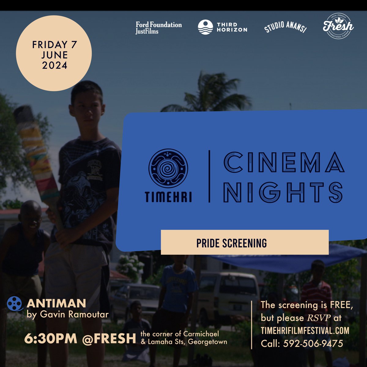 #TimehriCinemaNights is back! This time, we're celebrating #PrideMonth 🏳️‍🌈 with a fantastic lineup of four films.

Antiman
by Gavin Ramoutar | 🇬🇾 |2014

June 7th at 6:30pm.  Please RSVP - link in bio.