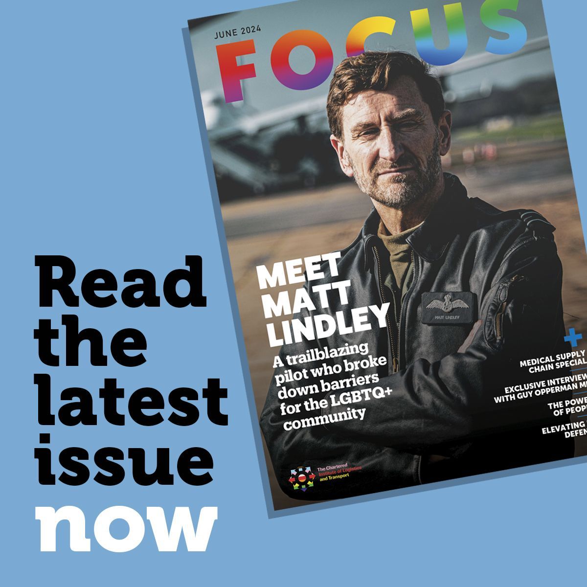 ciltuk's tweet photo. June Focus is out Now! #CILTUKFOCUS
Explore medical logistics and supply chain innovations. Celebrate #PrideMonth with an interview featuring Matt Lindley, one of the first openly gay RAF pilots.
Click here to read: https://t.co/WHg47FhwEL https://t.co/0uvYzxqfHr
