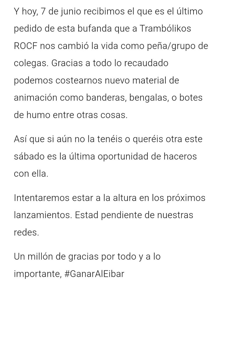 TrambolikosROCF's tweet photo. GRACIAS INFINITAS A TODOS

#GanarAlEibar https://t.co/LxPEZ5TvVW