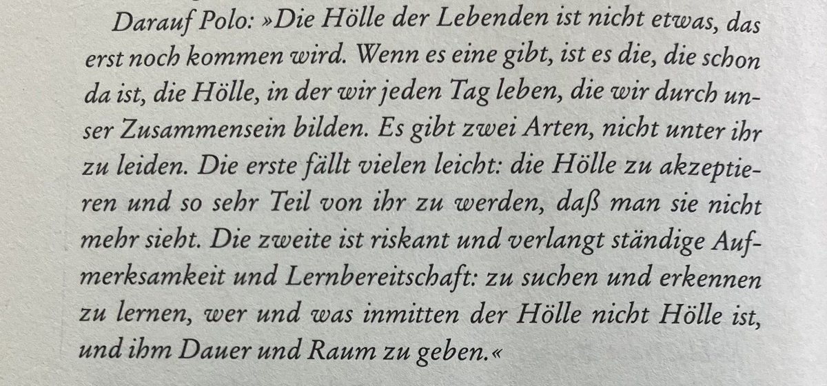 Dez031's tweet photo. »Die Hölle der Lebenden ist nicht etwas, das erst noch kommen wird. Wenn es eine gibt, ist es die, die schon da ist, die Hölle, in der wir jeden Tag leben, die wir durch unser Zusammensein bilden.«

- Italo Calvino, Die unsichtbaren Städte https://t.co/4bejaz9GpK
