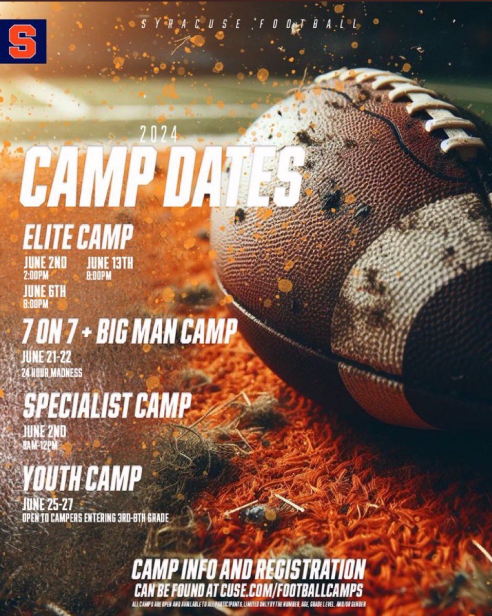 Danterich23's tweet photo. I’ll be attending the Syracuse Elite Camp 6/13. Thanks Coach @allpraisesdue7 Can’t wait to come compete‼️ https://t.co/sFMcuiNhzt