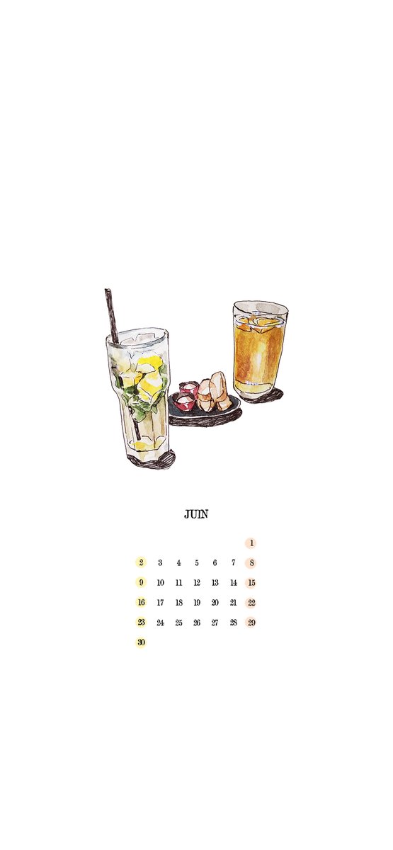 「6月のカレンダーです。壁紙にどうぞ 」|INEのイラスト