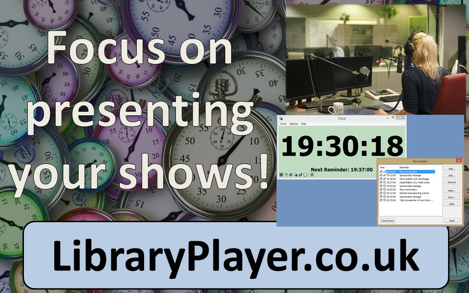 Over the years, a lot of improvement and development on Timing Clock is based on feedback from users.

So if there's anything you'd like to see in future versions, let me know!

Download and try for free at: libraryplayer.co.uk/2021/05/timing…

#communityradio #hospitalradio #studentradio