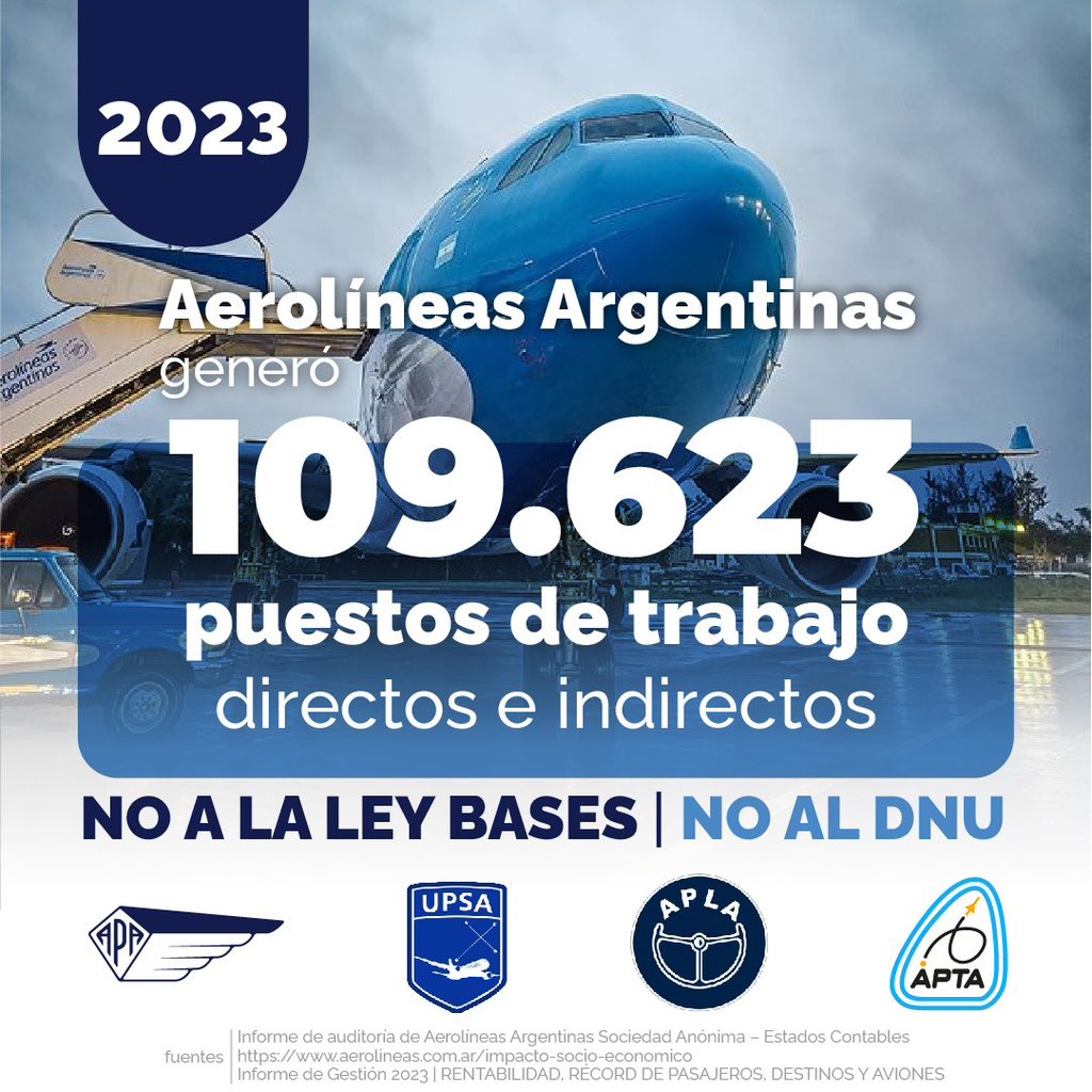 JaneckIgnacio's tweet photo. #AerolineasArgentinasNoSeVende
#IntercargoNoSeVende
#NoALaLeyBases

Aerolíneas Argentinas e Intercargo NO SE VENDEN, SE DEFIENDEN.

Cuando se trate la Ley de Bases todxs al congreso https://t.co/9OZ0m72wM8