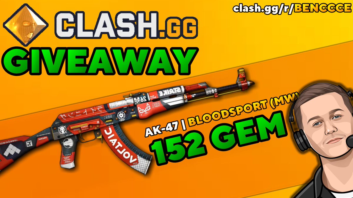 benccce's tweet image. 🔴BENCCCE GIVEAWAY🔴
🎁AK-47 | Bloodsport (Minimal Wear)🎁

🔁Like and Retweet this post
➡️Follow @Benccce 
🔽Screenshot in comments of using my code on Clash
#️⃣Use my ClashGG code: clash.gg/r/BENCCCE

🔶Winner will be announced - 13th of June🔶